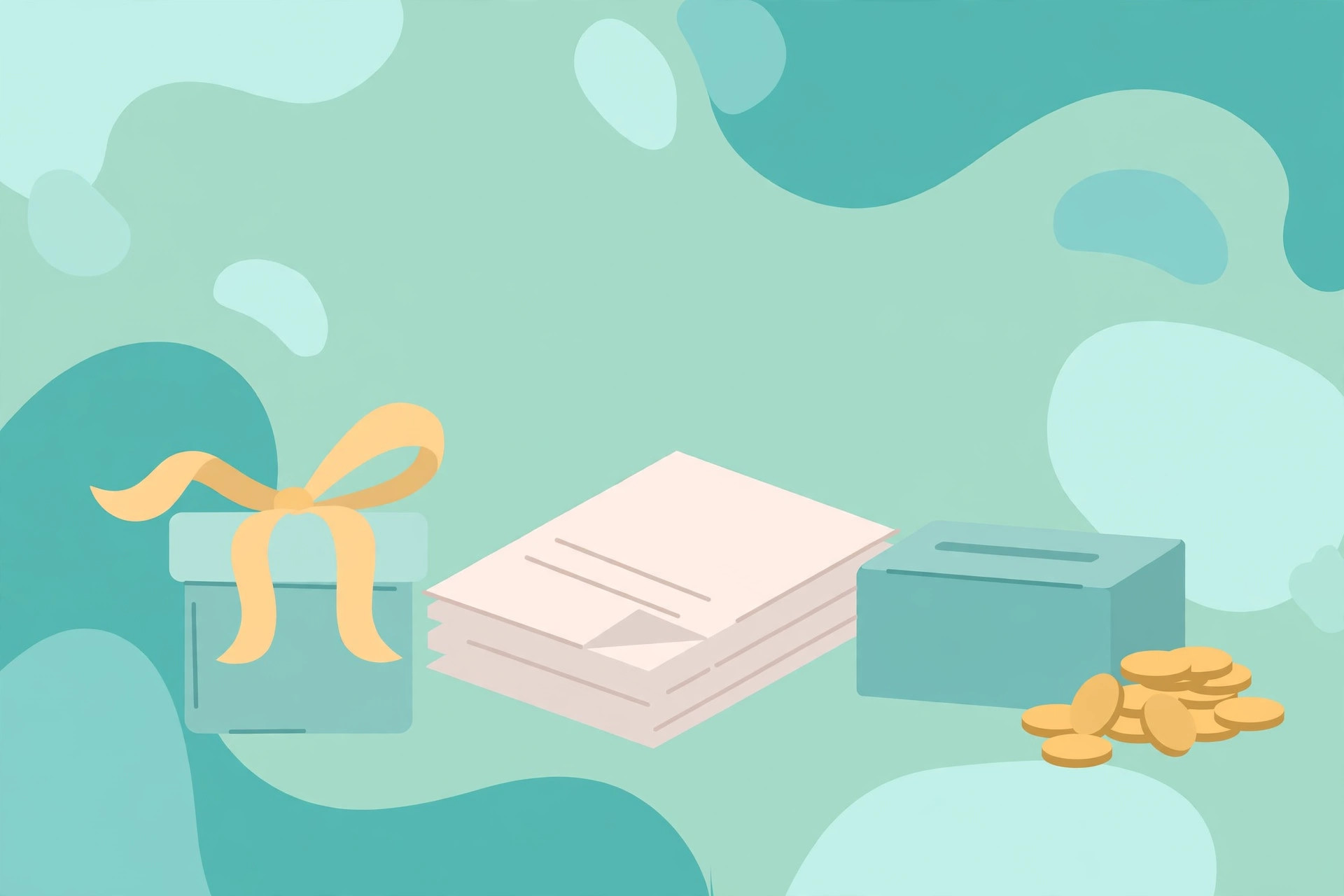 Gift box with ribbon next to tax documents illustrating annual exclusion gifts