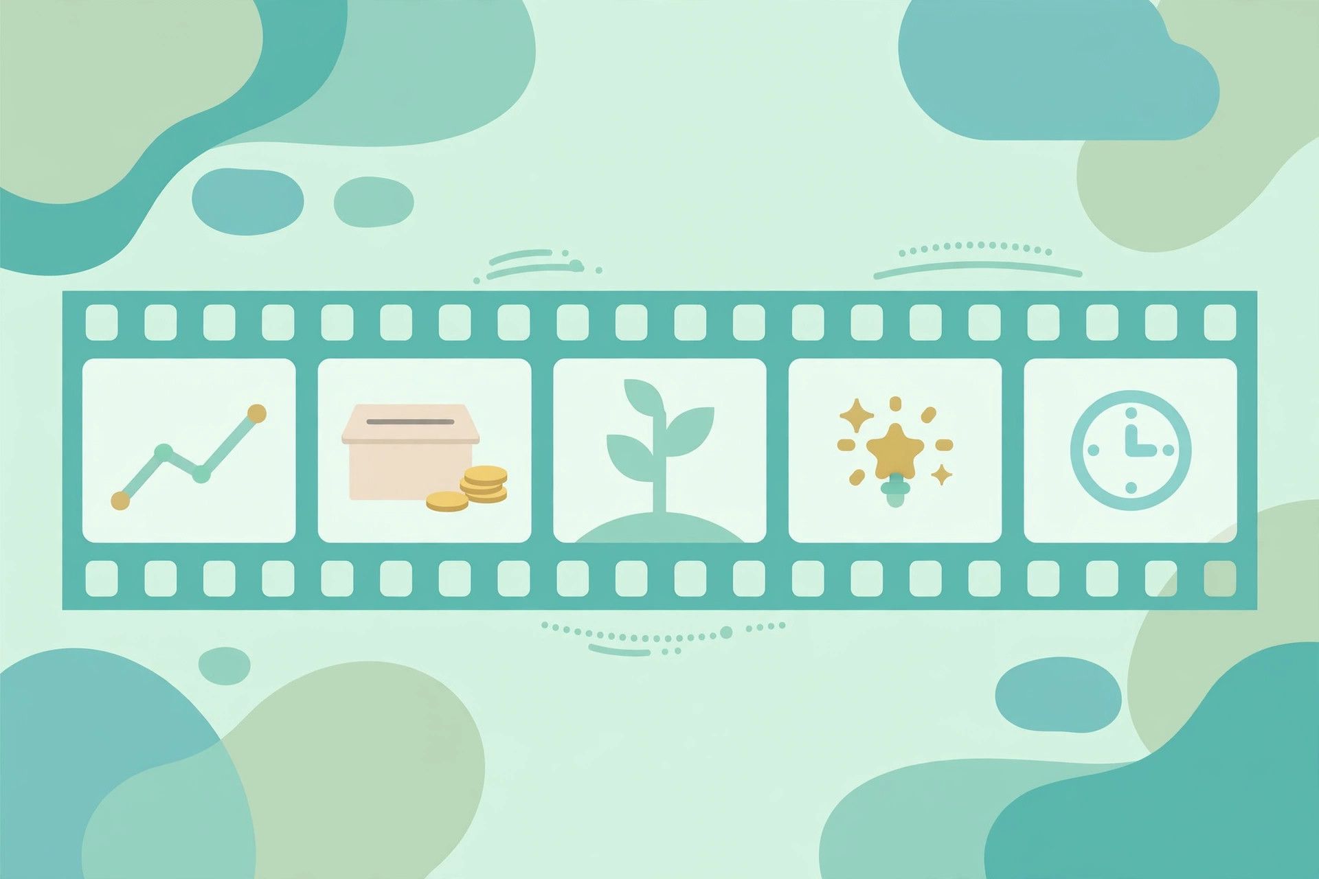 A film strip of still images animating into motion