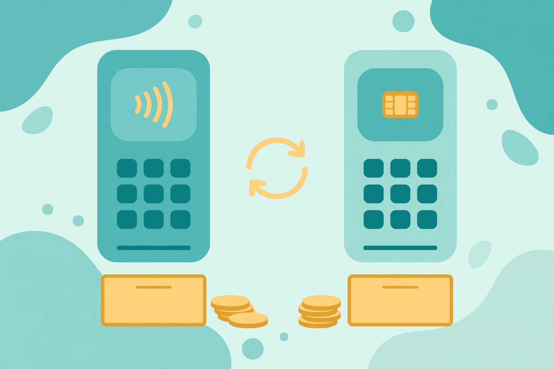 Two payment terminals compared side by side